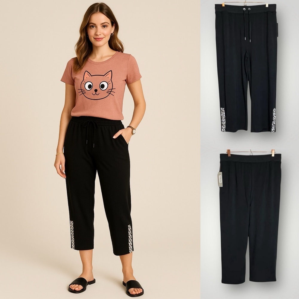 Ali Miles | Baby French Terry Crop Jogger Pants Grommet Snap Buttons Pockets